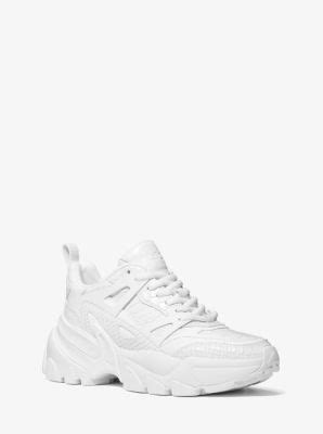 michael kors nick snake embossed leather trainer|MICHAEL Michael Kors Women's Nick Trainer Low Top .